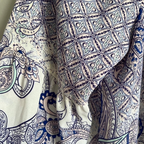 Wild paisley print long sleeve dress with navy collar - Picture 8 of 10